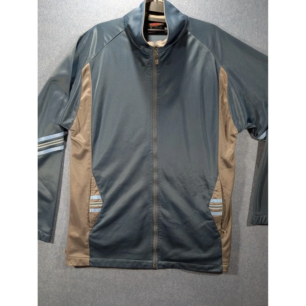 Bullion Track Jacket Mens Large Blue Tan Colorblock Full Zip Stripe Pockets